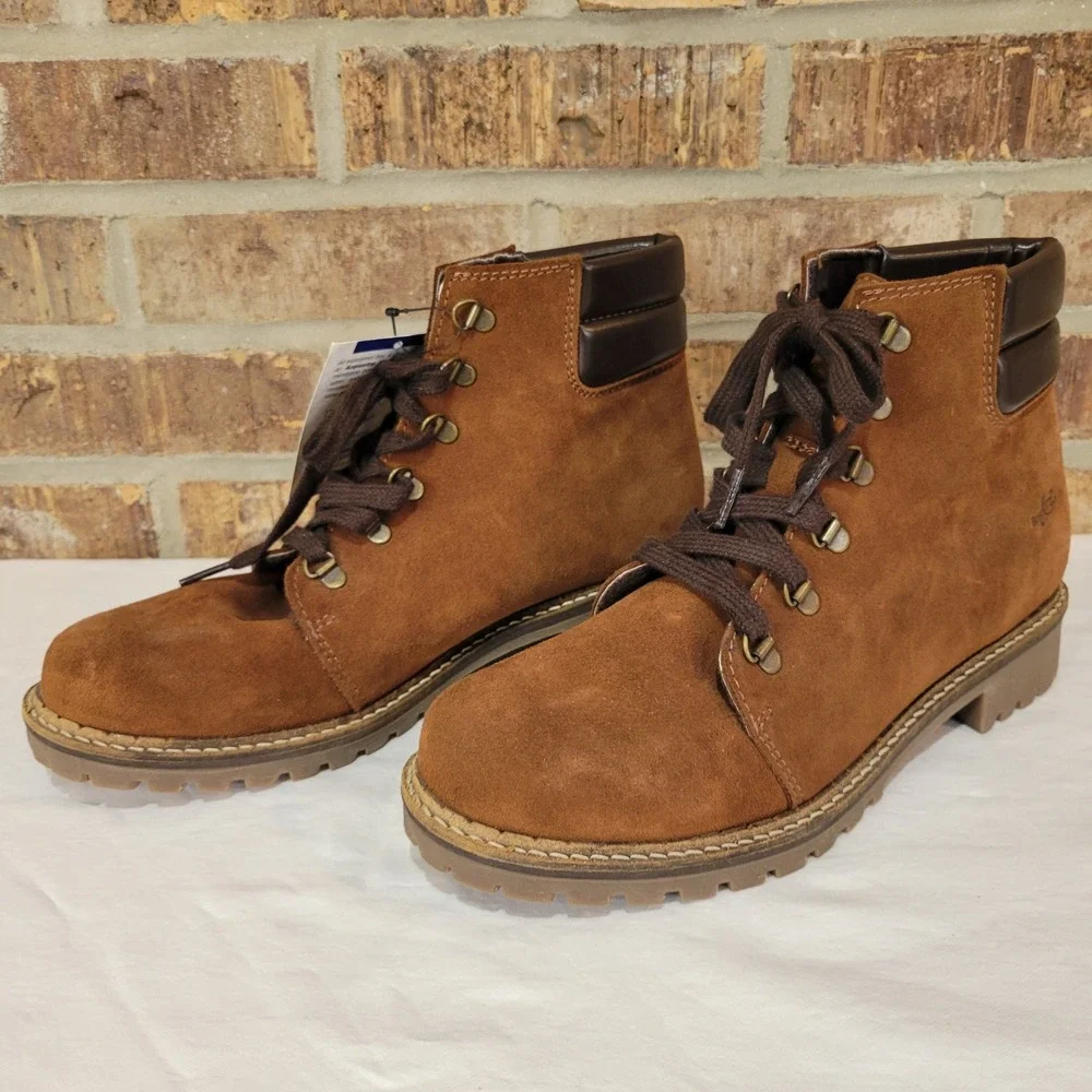 NEW Bos & Co Harper Brown Suede Waterproof Lace Up Boots Mens 42